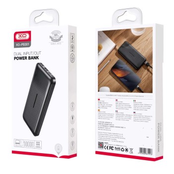 XO PB301 POWER BANK ME LED, 2A, 10000MAH, ΜΑΥΡΟ
