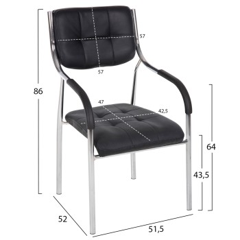 ΚΑΡΕΚΛΑ ΕΠΙΣΚΕΠΤΟΥ OBERON HM1018.01 ΜΑΥΡΟ PU 51x52x86Υ εκ.