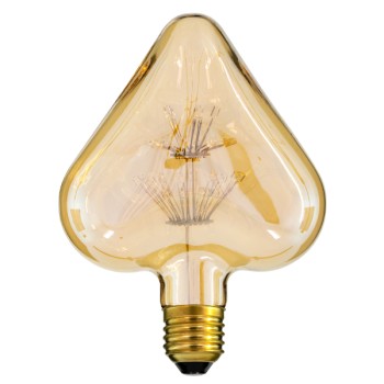 GloboStar® 99205 Λάμπα E27 H115 MTX Heart DIODE HP LED String 3W 300 lm 320° AC 85-265V Edison Retro με Μελί Γυαλί Ultra Θερμό Λευκό 2200 K