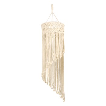 GloboStar® 36203 TUNISIA Boho Καπέλο Φωτιστικού- Μακραμέ Πλεκτό Χειροποίητο Μπεζ Βαμβακερό Νήμα - Μ30 x Π30  x Υ120cm