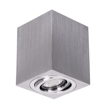 GloboStar® AKIRA 60623 Επιφανειακό Κινούμενο Τετράγωνο Φωτιστικό Σποτ Αλουμινίου με Ντουί GU10 AC 220-240V IP44 Μ8 x Π8 x Υ10cm - Ασημί Βούρτσας