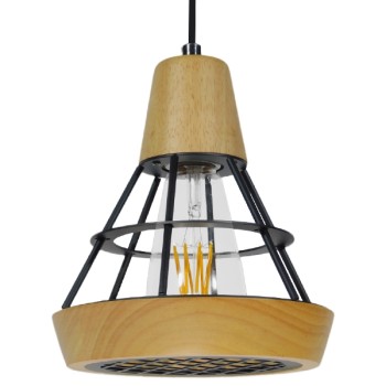 GLOBOSTAR® AKRON 10001133 Μοντέρνο Κρεμαστό Φωτιστικό Οροφής με Ντουί 1 x E27 AC 220-240V IP20 - Μπεζ & Μαύρο - Μ19 x Π19 x Υ22cm