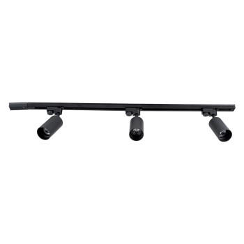 GloboStar® LEO 60355 Μοντέρνο Φωτιστικό Οροφής Ράγα Τρίφωτο 3 x GU10 IP20 Μαύρο Αλουμίνιο - Μ100 x Π6 x Υ20cm - 5 Χρόνια Εγγύηση