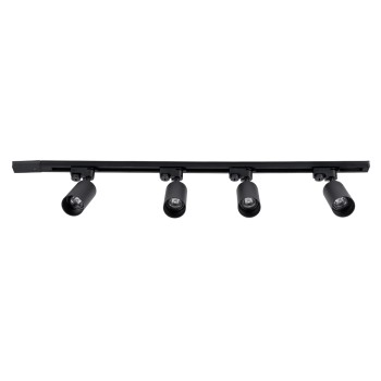 GloboStar® LEO 60356 Μοντέρνο Φωτιστικό Οροφής Ράγα Πολύφωτο 4 x GU10 IP20 Μαύρο Αλουμίνιο - Μ100 x Π6 x Υ20cm - 5 Χρόνια Εγγύηση