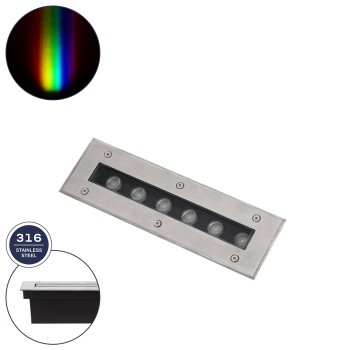 GLOBOSTAR® UNDERGROUND-REMVI 90191 Χωνευτή Μπάρα Φωτισμού Wall Washer LED 9W 765lm 10° DC 24V Αδιάβροχο IP68 RGBW Dimmable DMX512 - Ανοξείδωτο Ατσάλι 304 - Μ30 x Π9 x Υ8.5cm / Μ28.5 x Π7.5cm - 3 Χρόνια Εγγύηση
