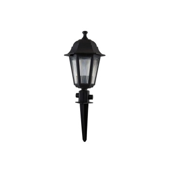 GloboStar® SOLME 203-0213 Vintage Καρφωτό Φωτιστικό Φαναράκι Μονόφωτο 1 x E27 IP44 Μαύρο & Διάφανο Πλαστικό - Μ15 x Π15 x Υ50cm