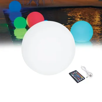 GLOBOSTAR® AQUAGLOW 85362 Μοντέρνο Φωτιστικό Κήπου Μπάλα με IR Ασύρματο Χειριστήριο LED 5W 250lm 360° DC 5V με USB-C με Επαναφορτιζόμενη Μπαταρία Li-ion 3.7V 2x18650 1400mAh Αδιάβροχο IP54 Πολύχρωμο RGBW Dimmable - Sanan SMD Chip - Γαλακτερό Λευκό - Μ20 x
