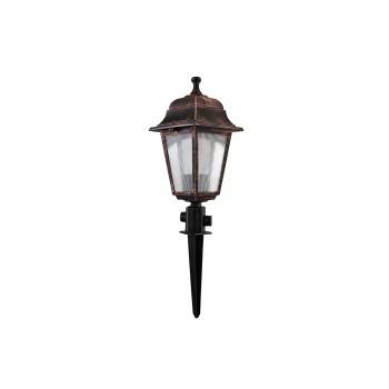 GloboStar® SOLME 203-0218 Vintage Καρφωτό Φωτιστικό Φαναράκι Μονόφωτο 1 x E27 IP44 Χάλκινο & Διάφανο Πλαστικό - Μ15 x Π15 x Υ50cm