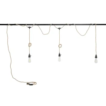 GLOBOSTAR® WHIP 77676 Μοντέρνο DIY Φωτιστικό με Υφασμάτινο Καλώδιο, Ντουί 3 x E27, Διακόπτη On/Off & Πρίζα AC 220-240V IP20 - Μπεζ & Μαύρο - Μ650 x Π5.5 x Υ100cm