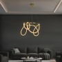 kelvo® GLOW 61659 Μοντέρνο Κρεμαστό Φωτιστικό Οροφής LED 58W 5800lm 360° AC 220-240V IP20 Ρυθμιζόμενο Λευκό CCT με Χειριστήριο από 2700K έως 6000K Dimmable - Lumileds SMD Chip - Χρυσό Πλατίνα & Λευκό Νήμα - Μ80 x Π80 x Υ60cm - 3 Χρόνια Εγγύηση