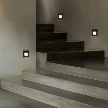 kelvo STEPART KLV-101-0077 Χωνευτό Φωτιστικό Σκαλοπατιού / Διαδρόμου LED 3W 375lm 45° AC 220-240V Αδιάβροχο IP65 Θερμό Λευκό 2700K - Lumileds SMD Chip & TÜV SÜD Driver - Μαύρο Ματ - Μ8.5 x Π5 x Υ8.5cm / Q6.72 x 6.72cm - 5 Χρόνια Εγγύηση