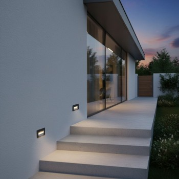 kelvo STEPART KLV-101-0080 Χωνευτό Φωτιστικό Σκαλοπατιού / Διαδρόμου LED 3W 375lm 45° AC 220-240V Αδιάβροχο IP65 Θερμό Λευκό 2700K - Lumileds SMD Chip & TÜV SÜD Driver - Μαύρο Ματ - Μ10.5 x Π4.5 x Υ6cm / Q9.12 x 4.49cm - 5 Χρόνια Εγγύηση