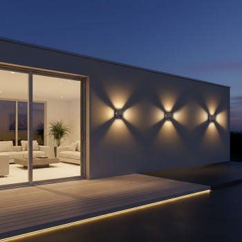 kelvo ARKOS KLV-101-0111 Μοντέρνο Φωτιστικό Τοίχου - Απλίκα LED 8W 840lm 15° AC 220-240V Αδιάβροχο IP65 Θερμό Λευκό 2700K - CREE SMD Chip & TÜV SÜD Driver - Γκρι Ανθρακί Ματ - Μ14 x Π5.5 x Υ14cm - 5 Χρόνια Εγγύηση