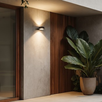 kelvo AURA KLV-101-0113 Μοντέρνο Φωτιστικό Τοίχου - Απλίκα LED 7W 875lm 45° AC 220-240V Αδιάβροχο IP65 Θερμό Λευκό 2700K - Bridgelux COB Chip & TÜV SÜD Driver - Μαύρο Ματ - Μ15 x Π13 x Υ4.5cm - 5 Χρόνια Εγγύηση