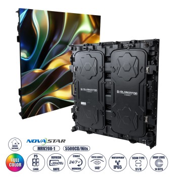 GLOBOSTAR VIEWMAX 41007 Οθόνη Video Wall P5 Καμπίνα 96x96cm LED 280W 3840Hz 40000 Dots ≥5500cd/㎡ Nits AC 220-240V Εξωτερικού Χώρου IP65 Full Color S1/8 14Bits - Κάρτα NovaStar MRV412 - Kinglight SMD2727 & CZCL Driver - Μ96 x Π11.5 x Υ96cm - 2 Χρόνια Εγγύη