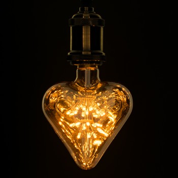 GloboStar® 99205 Λάμπα E27 H115 MTX Heart DIODE HP LED String 3W 300 lm 320° AC 85-265V Edison Retro με Μελί Γυαλί Ultra Θερμό Λευκό 2200 K