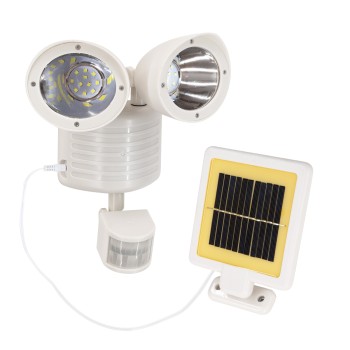 GLOBOSTAR® ARCOR 71508 Προβολέας με Ανιχνευτή PIR / Αισθητήρα Κίνησης LED 10W 500lm 180° DC 5V με Φωτοβολταϊκό Panel 5V 0.3W & Επαναφορτιζόμενη Μπαταρία Li-ion 3.2V 1200mAh Αδιάβροχο IP54 Ψυχρό Λευκό 6000K - Sanan SMD Chip - Λευκό - Μ19 x Π11 x Υ29cm - 2 