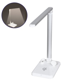 GloboStar® 86101 Επιτραπέζιο Φωτιστικό Πορτατίφ LED 5W 1000lm -° DC 5V IP20 Φυσικό Λευκό 4500K Λευκό Πλαστικό με Γκρι Μέταλλο - Μ33 x Π14 x Υ63cm - 2 Xρόνια Εγγύηση