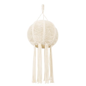GloboStar® 36214 EGYPT Boho Καπέλο Φωτιστικού- Μακραμέ Πλεκτό Χειροποίητο Μπεζ Βαμβακερό Νήμα - Μ30 x Π30  x Υ75cm