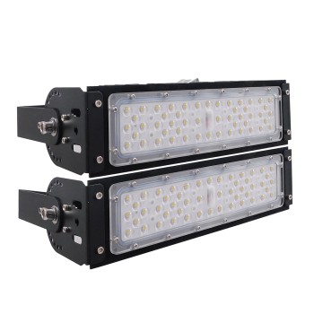 GLOBOSTAR® GOLIATH 90100-2 Προβολέας Γηπέδου LED 100W 16000lm SDCM<5 75°*135° Fish Eye Lens AC 100-277V Αδιάβροχο IP65 IK08 Ψυχρό Λευκό 5000K - LUMILEDs SMD Chip & MEANWELL Driver - Μαύρο Χυτό Αλουμίνιο - Μ32 x Π12 x Υ18cm - 5 Χρόνια Εγγύηση