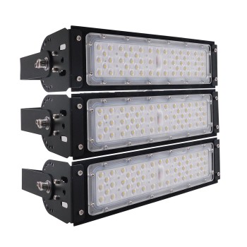 GLOBOSTAR® GOLIATH 90100-3 Προβολέας Γηπέδου LED 150W 24000lm SDCM<5 75°*135° Fish Eye Lens AC 100-277V Αδιάβροχο IP65 IK08 Ψυχρό Λευκό 5000K - LUMILEDs SMD Chip & MEANWELL Driver - Μαύρο Χυτό Αλουμίνιο - Μ32 x Π12 x Υ27cm - 5 Χρόνια Εγγύηση