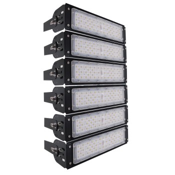 GLOBOSTAR® GOLIATH 90100-6 Προβολέας Γηπέδου LED 300W 48000lm SDCM<5 75°*135° Fish Eye Lens AC 100-277V Αδιάβροχο IP65 IK08 Ψυχρό Λευκό 5000K - LUMILEDs SMD Chip & MEANWELL Driver - Μαύρο Χυτό Αλουμίνιο - Μ32 x Π12 x Υ54cm - 5 Χρόνια Εγγύηση