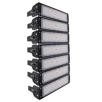GLOBOSTAR® GOLIATH 90100-7 Προβολέας Γηπέδου LED 350W 56000lm SDCM<5 75°*135° Fish Eye Lens AC 100-277V Αδιάβροχο IP65 IK08 Ψυχρό Λευκό 5000K - LUMILEDs SMD Chip & MEANWELL Driver - Μαύρο Χυτό Αλουμίνιο - Μ32 x Π12 x Υ63cm - 5 Χρόνια Εγγύηση