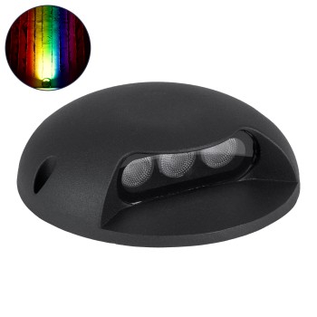 GLOBOSTAR® STEP-LUNA 90618 Αρχιτεκτονικό Φωτιστικό Διαδρόμου/Σκαλοπατιού LED 6W 600lm 10° DC 24V Αδιάβροχο IP65 RGB DMX512 Dimmable - Μαύρο - Φ12 x Υ3cm - 3 Χρόνια Εγγύηση