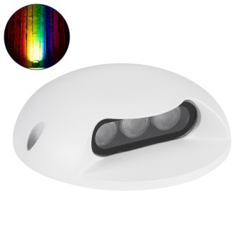 GLOBOSTAR® STEP-LUNA 90621 Αρχιτεκτονικό Φωτιστικό Διαδρόμου/Σκαλοπατιού LED 6W 600lm 10° DC 24V Αδιάβροχο IP65 RGB DMX512 Dimmable - Λευκό - Φ12 x Υ3cm - 3 Χρόνια Εγγύηση