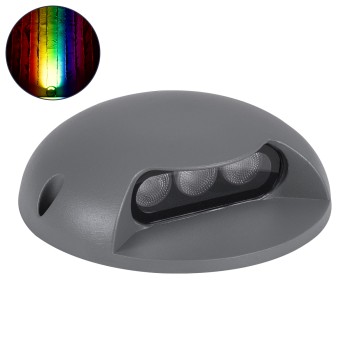 GLOBOSTAR® STEP-LUNA 90624 Αρχιτεκτονικό Φωτιστικό Διαδρόμου/Σκαλοπατιού LED 6W 600lm 10° DC 24V Αδιάβροχο IP65 RGB DMX512 Dimmable - Γκρι Ανθρακί - Φ12 x Υ3cm - 3 Χρόνια Εγγύηση