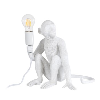 GloboStar® APES 01808 Μοντέρνο Επιτραπέζιο Φωτιστικό Πορτατίφ Μονόφωτο 1 x E27 IP20 Λευκό Πλαστικό - Μ30 x Π27 x Υ30cm