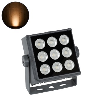 GLOBOSTAR® FLOOD-TINY 90367 Προβολέας Σποτ Wall Washer LED 27W 2295lm 3° DC 24V Αδιάβροχο IP65 Πορτοκαλί 2200K Dimmable - Γκρι Ανθρακί - Μ13.8 x Π16.4 x Υ7cm - 3 Χρόνια Εγγύηση