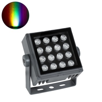 GLOBOSTAR® FLOOD-TINY 90370 Προβολέας Σποτ Wall Washer LED 27W 2295lm 3° DC 24V Αδιάβροχο IP65 RGBW DMX512 Dimmable - Γκρι Ανθρακί - Μ13.8 x Π16.4 x Υ7cm - 3 Χρόνια Εγγύηση