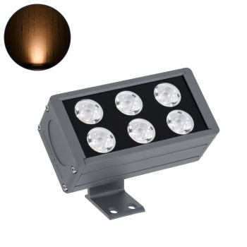 GLOBOSTAR® FLOOD-DANY 90374 Προβολέας Σποτ Wall Washer LED 24W 2040lm 5° DC 24V Αδιάβροχο IP65 Πορτοκαλί 2200K Dimmable - Γκρι Ανθρακί - Μ16 x Π9.5 x Υ7.5cm - 3 Χρόνια Εγγύηση