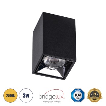 GLOBOSTAR® LUMINAR 60321 Downlight Σποτ LED 3W 405lm 36° AC 220-240V IP20 Θερμό Λευκό 2700K - Bridgelux COB Chip & TÜV SÜD Driver - Μαύρο Ματ - Μ4.2 x Π4.2 x Υ6.6cm - 5 Χρόνια Εγγύηση
