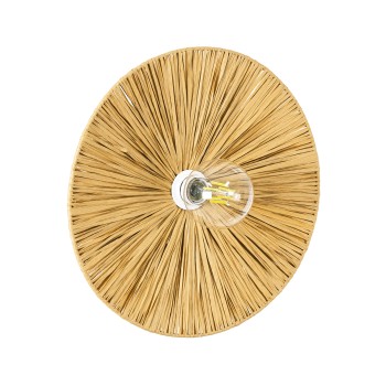GloboStar® COLOMBO 02283 Boho Επιτοίχιο Φωτιστικό Απλίκα Μονόφωτο 1 x E27 IP20 Μπεζ Raffia - Μ40 x Π40 x Υ9cm