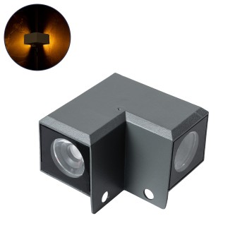 GLOBOSTAR® WALLLIGHT-DONA 90730 Γωνιακό Φωτιστικό LED 10W 850lm 10° DC 24V Αδιάβροχο IP66 Πορτοκαλί 2200K Dimmable - Γκρι Ανθρακί - Μ8 x Π8 x Υ6cm - 3 Χρόνια Εγγύηση