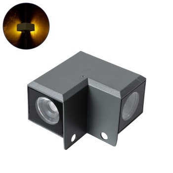 GLOBOSTAR® WALLLIGHT-DONA 90731 Αρχιτεκτονικό Γωνιακό Φωτιστικό LED 10W 900lm 10° DC 24V Αδιάβροχο IP66 Θερμό Λευκό 2700K Dimmable - Γκρι Ανθρακί - Μ8 x Π8 x Υ6cm - 3 Χρόνια Εγγύηση