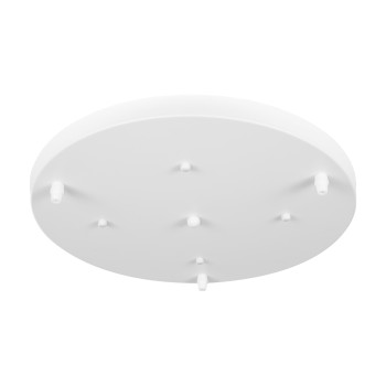 GloboStar® DIY 77540 Επιτοίχια Στρογγυλή Ροζέτα - Βάση για 3 Κρεμαστά Φωτιστικά - Φ40 x Υ3cm - Λευκό - Μεταλλικό - 5 Χρόνια Εγγύηση
