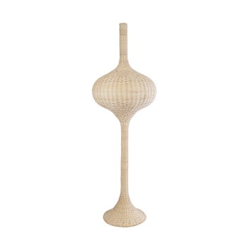 GloboStar® ALADDIN 02052 Boho Επιδαπέδιο Φωτιστικό Μονόφωτο 1 x E27 IP20 Μπεζ Ξύλο - Μ60 x Π60 x Υ180cm