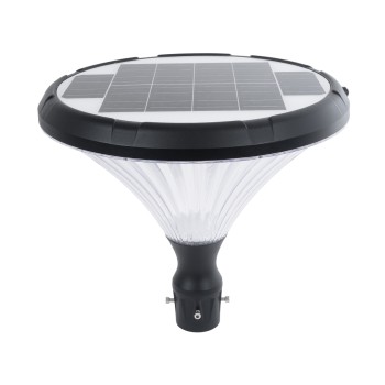 GLOBOSTAR® SOLARIOS 90502 Φωτιστικό Στύλου/Κολώνας Πλατείας/Πάρκου/Κήπου LED 40W 550lm 120° Ενσωματωμένο Φωτοβολταϊκό Panel 6V 12W & Επαναφορτιζόμενη Μπαταρία Li-ion 3.2V 15000mAh με Αισθητήρα Ημέρας-Νύχτας Αδιάβροχο IP65 Ψυχρό Λευκό 6000K - Γκρι Ανθρακί 