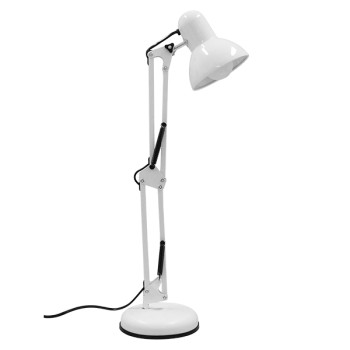 GloboStar® DESK 01539 Μοντέρνο Επιτραπέζιο Φωτιστικό Πορτατίφ Μονόφωτο 1 x E27 IP20 Λευκό Μέταλλο - Μ12 x Π15 x Υ67cm