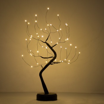 GloboStar® 71589 Επιτραπέζιο Φωτιστικό Πορτατίφ LED 3W 300lm 360° με Μπαταρίες (Δεν Περιλαμβάνονται) IP20 Θερμό Λευκό 3000K Μαύρο Πλαστικό - Μ40 x Π40 x Υ50cm - 2 Xρόνια Εγγύηση