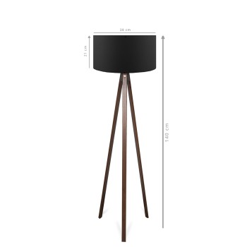 GloboStar® SAGA 204-0038 Μοντέρνο Eπιδαπέδιο Φωτιστικό Μονόφωτο 1 x E27 IP20 Καφέ Ξύλο με Μαύρο Ύφασμα - Μ38 x Π38 x Υ140cm