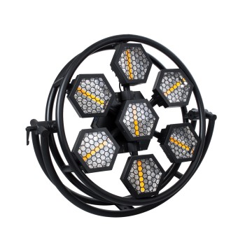 GloboStar® 51196 HALO HEXA Επαγγελματικό Φωτιστικό Ειδικών Εφέ DIGITAL MATRIX PIXEL & Blinder - 7 x 100W LED COB Chips Ultra Gold Warm White 2200K & 168 x 0.5W LED SMD5050 Chips RGB - AC 220V-240V DMX512 Display on Body - Μαύρο - Μ95 x Π17.5 x Υ78.5cm