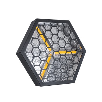 GloboStar® 51201 HALO HEXA Επαγγελματικό Φωτιστικό Ειδικών Εφέ DIGITAL MATRIX PIXEL & Blinder - 3 x 80W LED COB Chips Ultra Gold Warm White 2200K & 30 x 0.5W LED SMD5050 Chips RGB - AC 220V-240V DMX512 Display on Body - Μαύρο - Μ38 x Π38 x Υ22cm - 2 Χρόνι