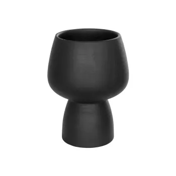GloboStar® Artificial Garden CAMERON 21272 Διακοσμητικό Κεραμικό Βάζo Μαύρο Π16 x Μ16 x Υ20cm