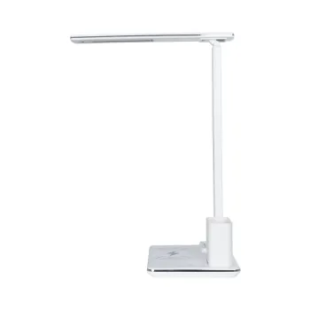 GLOBOSTAR® ZENTIME 76554 Μοντέρνο Επιτραπέζιο Φωτιστικό Γραφείου με Ασύρματη Φόρτιση 15W 3A & Ψηφιακό Ρολόι LED 3.5W 350lm 120° DC 5V με USB-C IP20 Ρυθμιζόμενο Λευκό CCT με Αφή 2700K/4500K/6000K Dimmable - Sanan SMD Chip - Μαύρο - Μ19.5 x Π14.5 x Υ38.8cm 