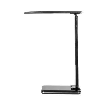 GLOBOSTAR® ZENTIME 76564 Μοντέρνο Επιτραπέζιο Φωτιστικό Γραφείου με Ασύρματη Φόρτιση 10W 2A & Ψηφιακό Ρολόι LED 3.5W 350lm 120° DC 5V με USB-C IP20 Ρυθμιζόμενο Λευκό CCT με Αφή 2700K/4500K/6000K Dimmable - Sanan SMD Chip - Μαύρο - Μ18 x Π12 x Υ40cm - 2 Χρ