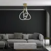 kelvo® GLOW 61670 Μοντέρνο Φωτιστικό Οροφής LED 40W 4000lm 360° AC 220-240V IP20 Ρυθμιζόμενο Λευκό CCT με Χειριστήριο από 2700K έως 6000K Dimmable - Lumileds SMD Chip - Χρυσό Πλατίνα & Λευκό Νήμα - Μ50 x Π50 x Υ70cm - 3 Χρόνια Εγγύηση